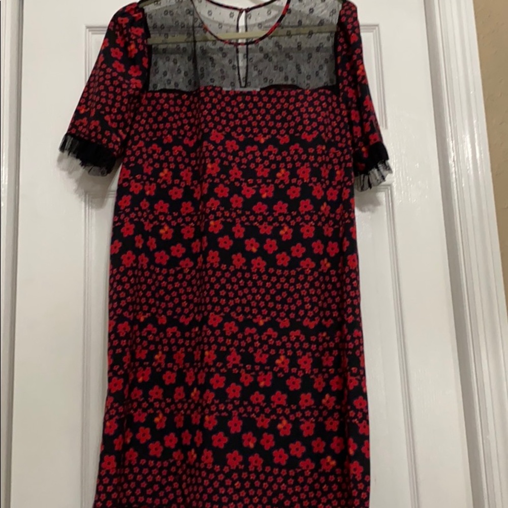 Red-black-blue dress